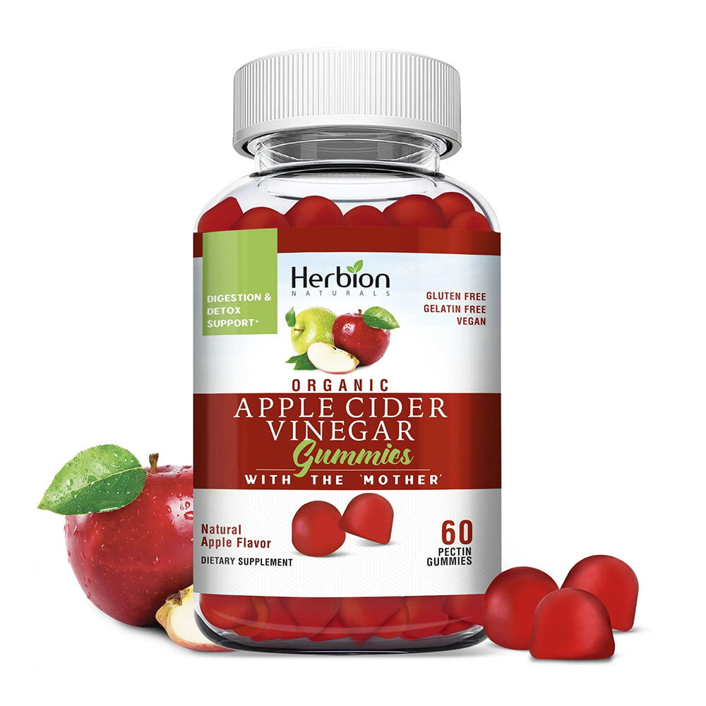 Herbion Naturals Organic Apple Cider Vinegar Gummies, Digestion and Detox, 60 Ea